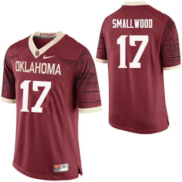 Oklahoma Sooners #17 Jordan Smallwood College Football Jerseys Limited-Crimson